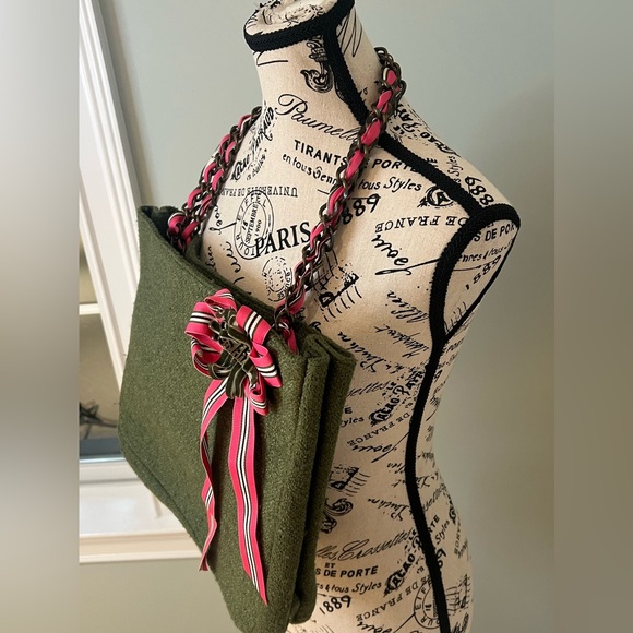 Goldie Green Limited Edition Fabric‎ Shoulder Tote Pink Bow | Great Condition - Picture 7 of 8